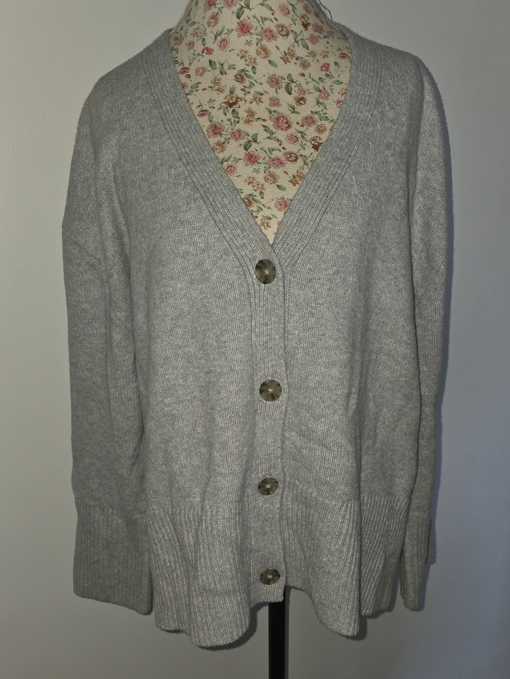 GAP Light Gray V-Neck Button Cardigan